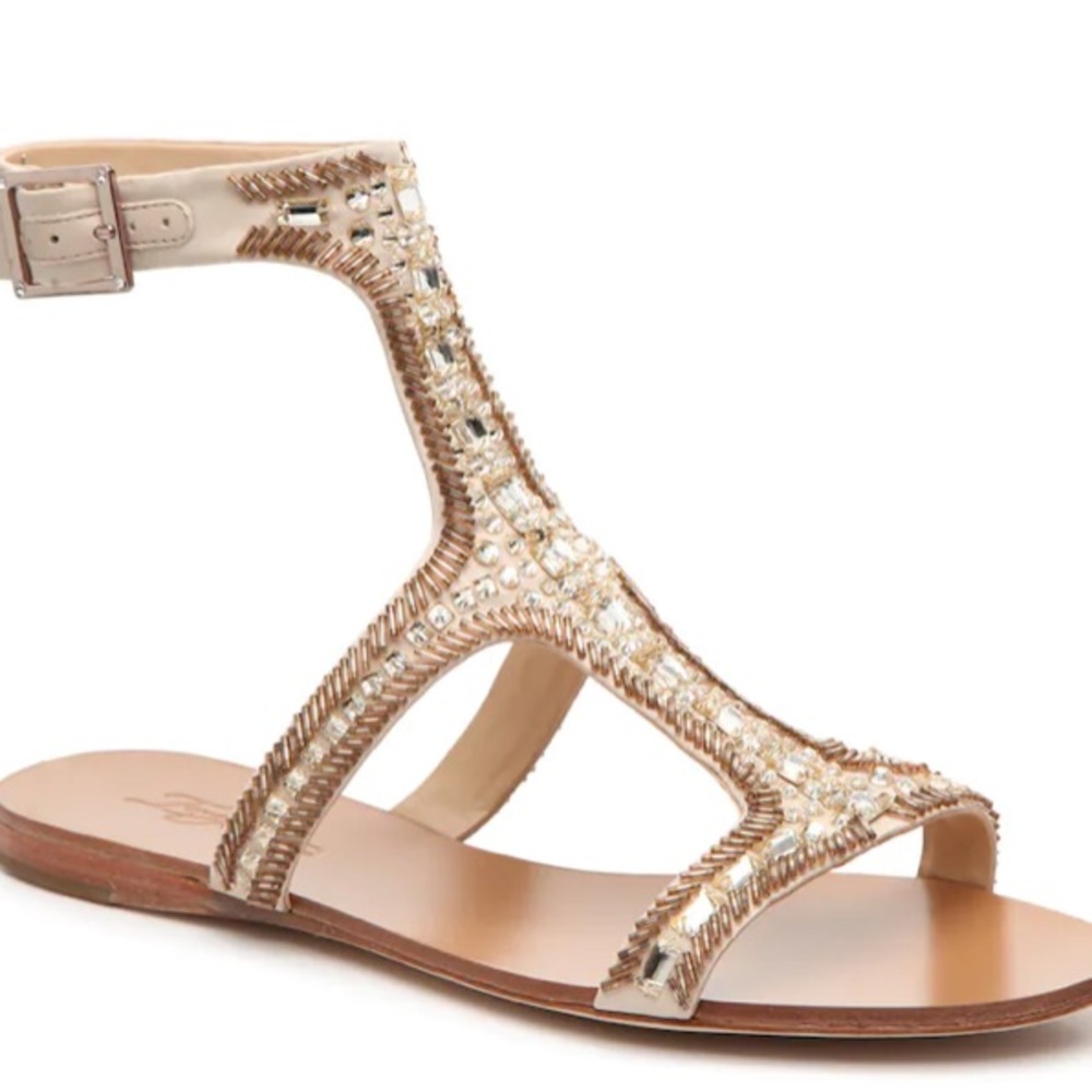 Imagine Vince Camuto Gold and Brown Embellished Sandal